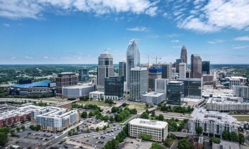 a city with tall buildings